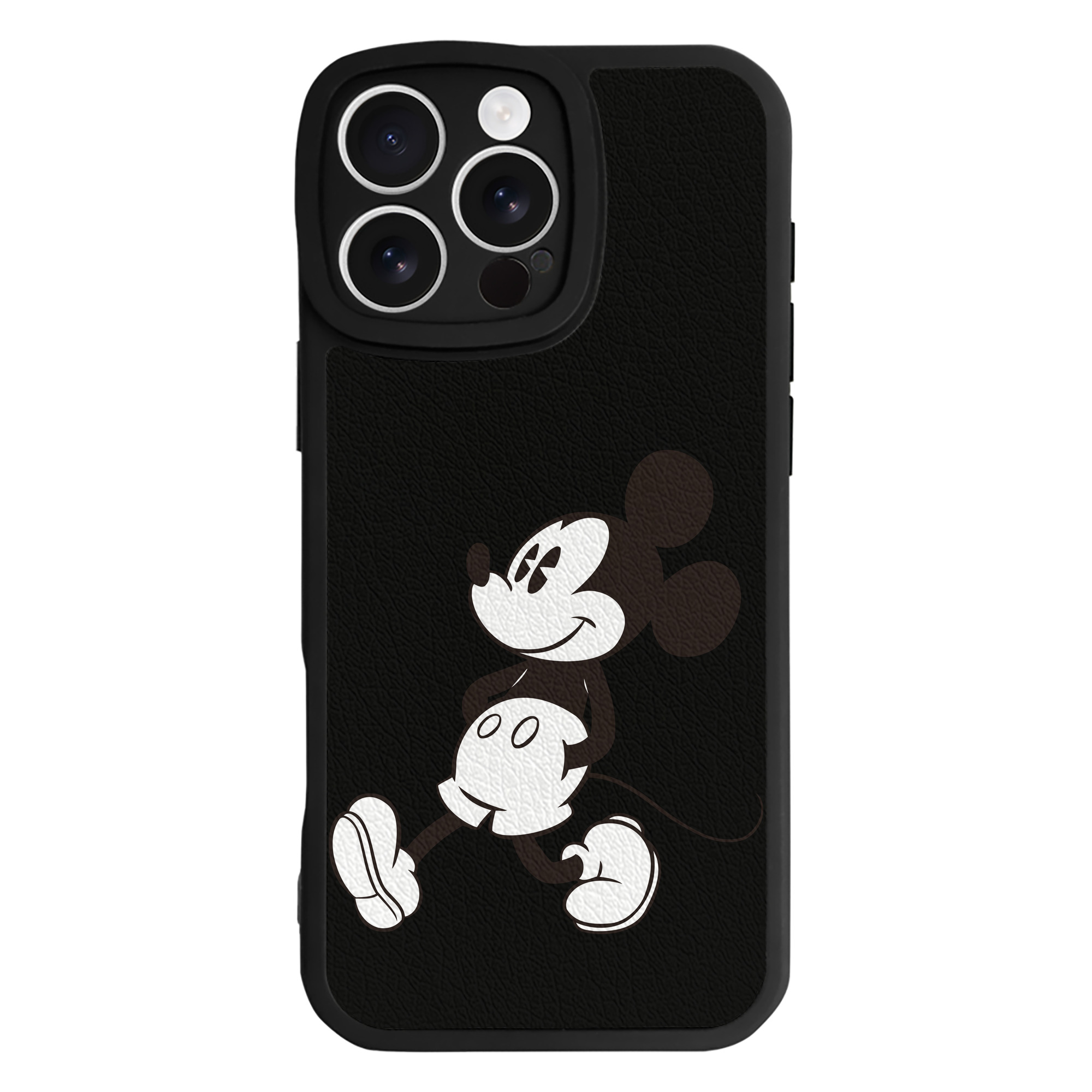 （画像用） ミッキーマウス Mickey Mouse 【iPhone 16シリーズ対応】シリコンスマホケース（レザー調） 材質：シリコン